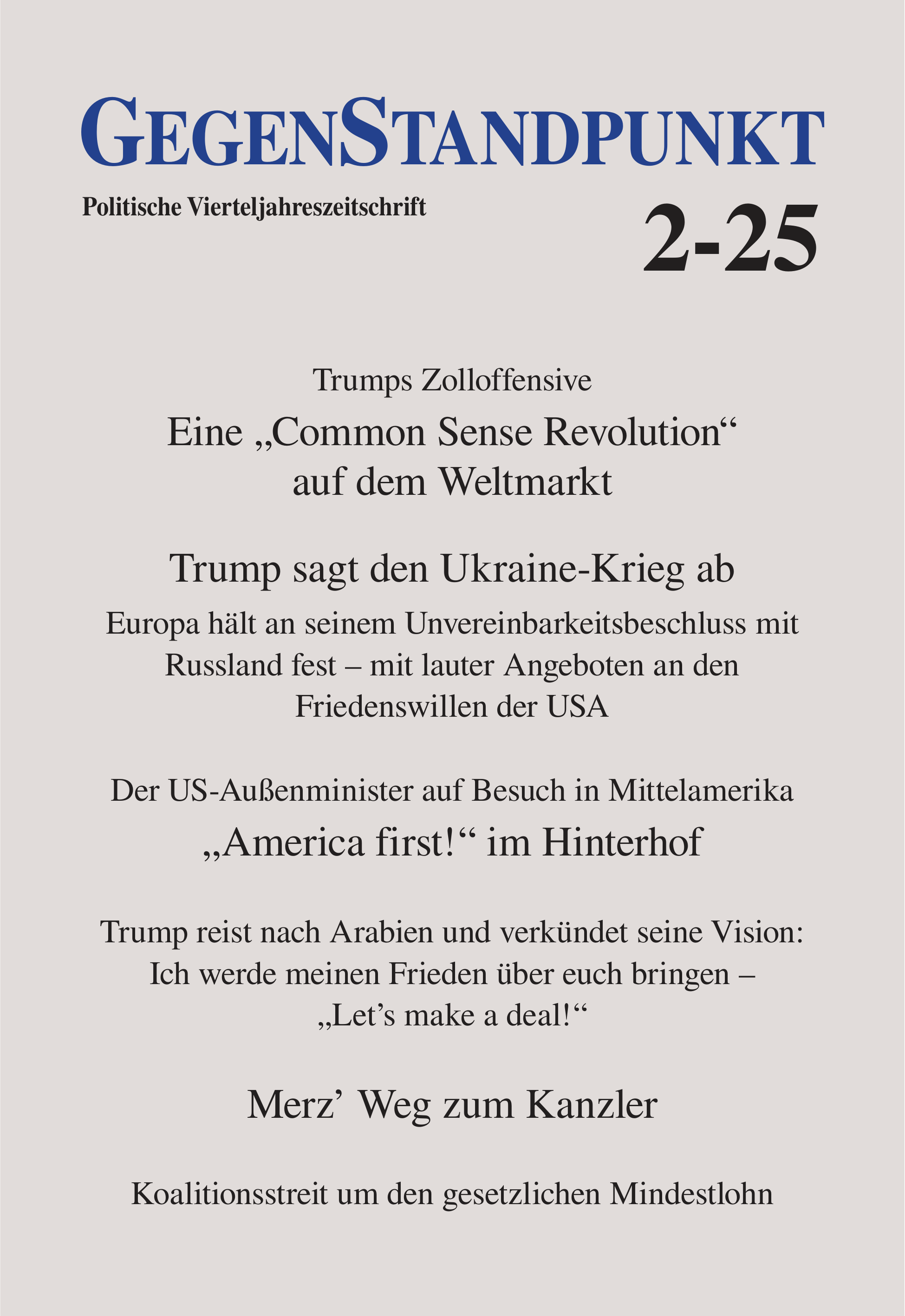 Bild vom Frontcover des aktuellen GegenStandpunkt