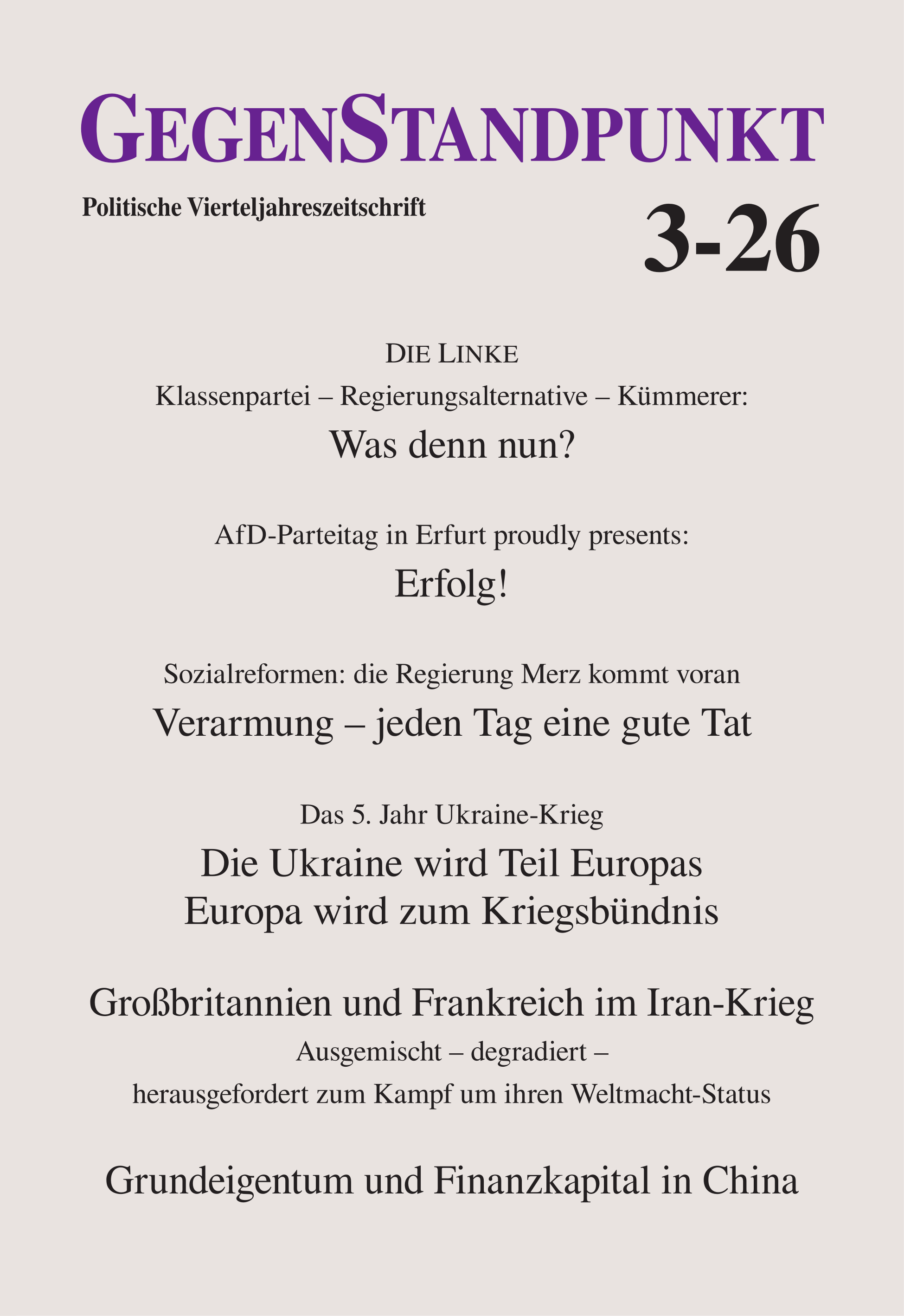 Bild vom Frontcover des aktuellen GegenStandpunkt